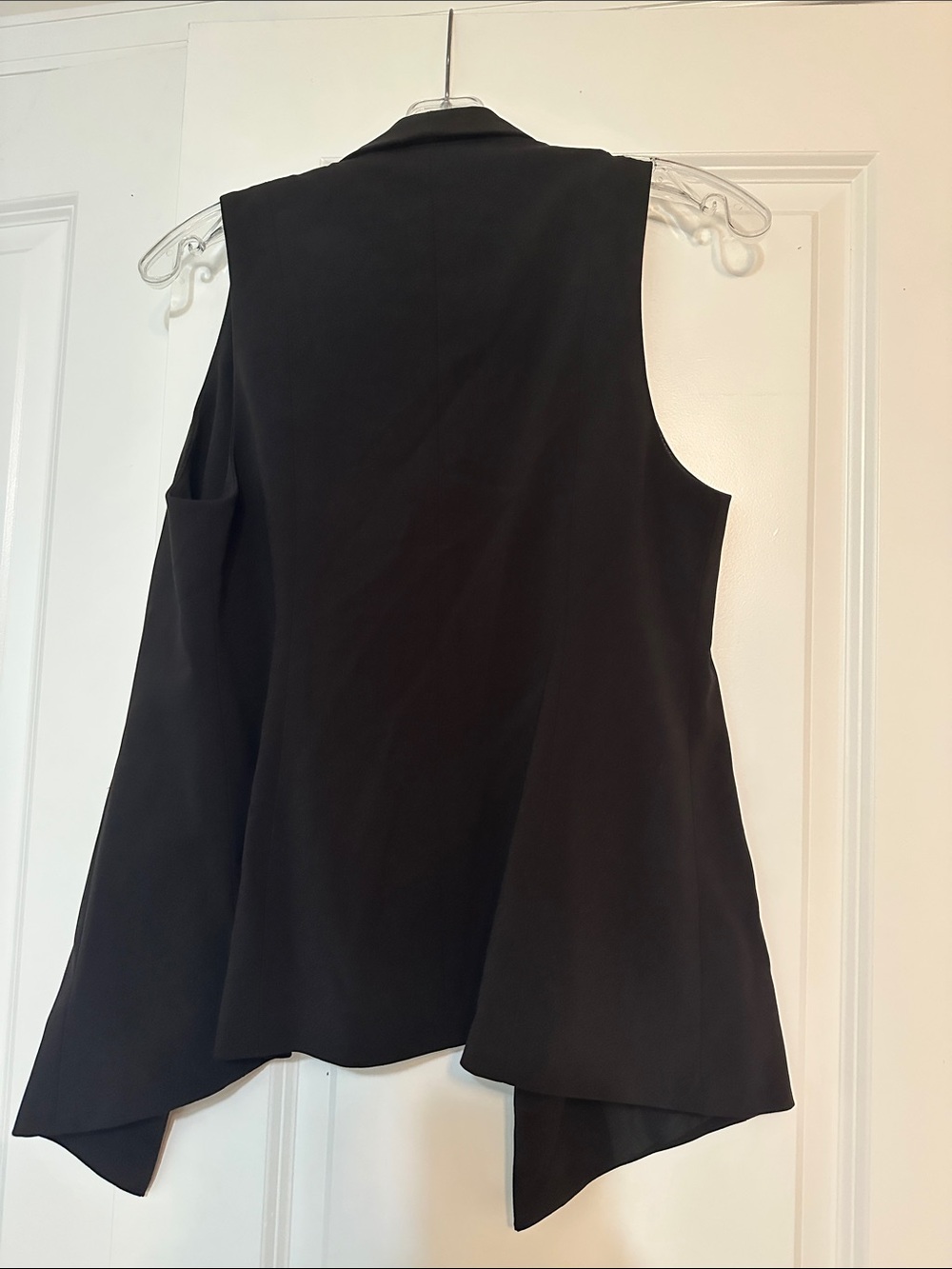 Excellent condition size XS Ann Taylor Black Shaw Collar Draped Open Front Vest - Picture 4 of 4